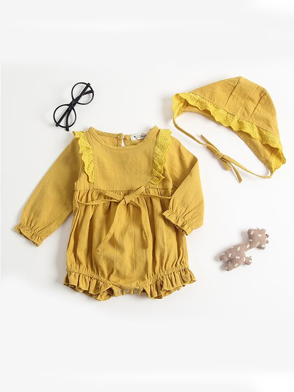 Fall For You Yellow Romper & Bonnet