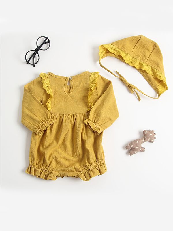 Fall For You Yellow Romper & Bonnet