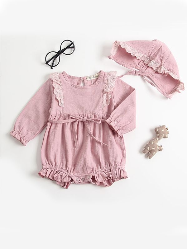 Fall For You Pink Romper & Bonnet