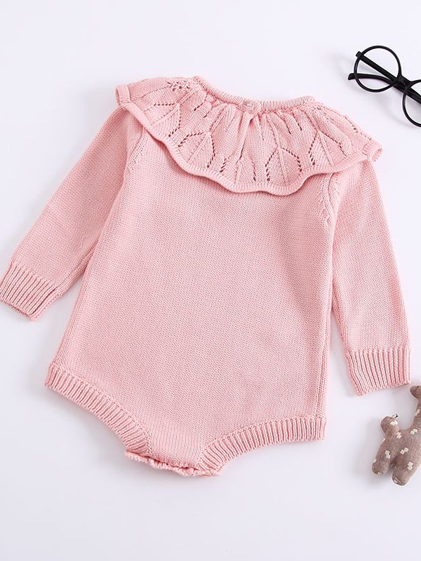 Pink Ruffle Collard Sweater Onesie