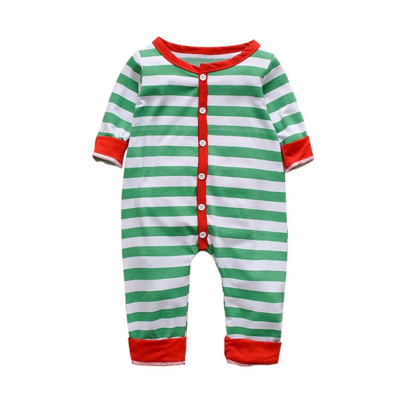 Green Christmas Striped Jumpsuit