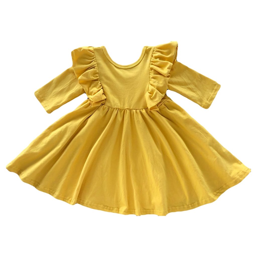 Mustard Ruffle Twirl Dress