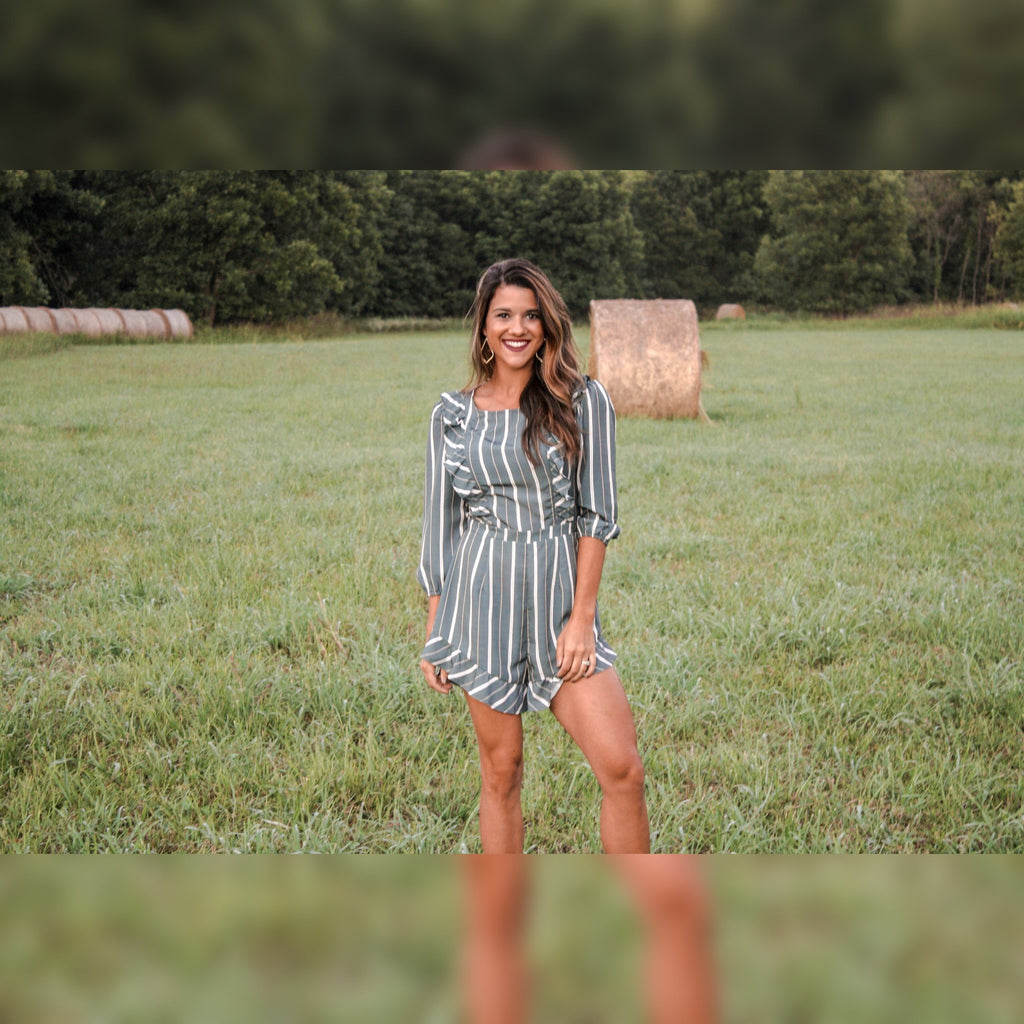 Olive Striped Romper