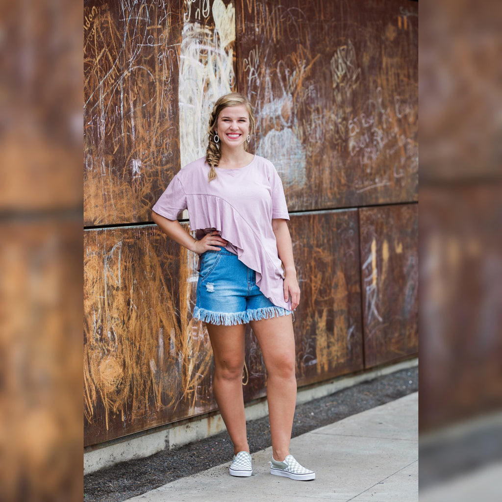 Purple Ruffle Tee