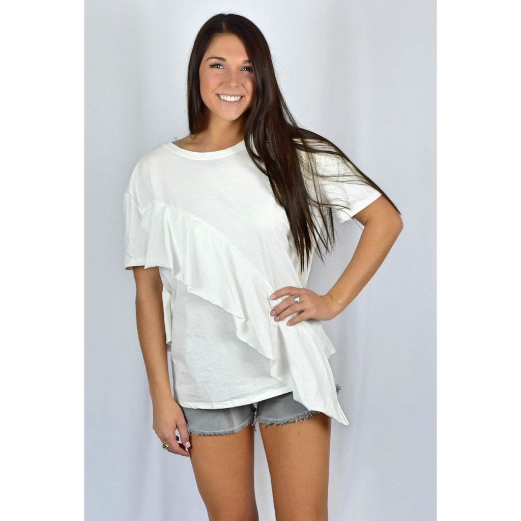 White Ruffle Tee