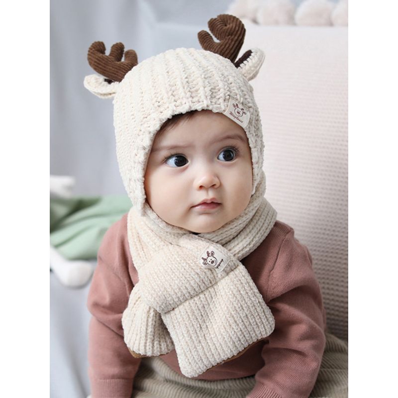 Christmas Deer Beanie with Matching Scarf